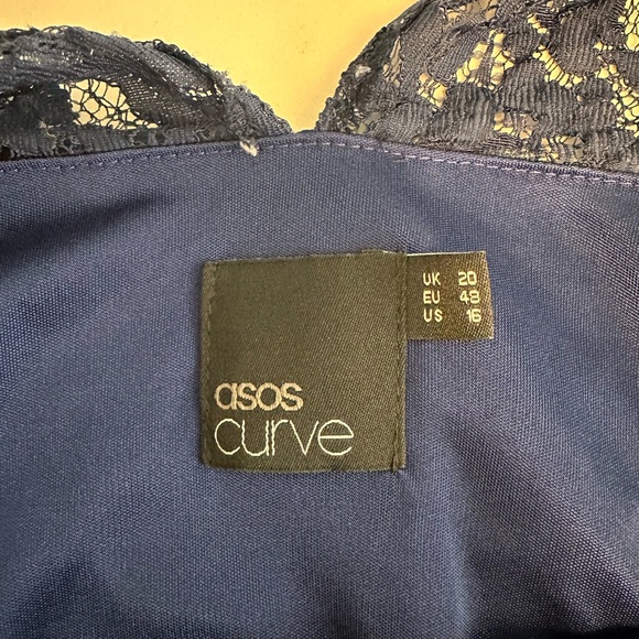 ASOS CURVE Navy blue dress size US 16 lace - Picture 4 of 6